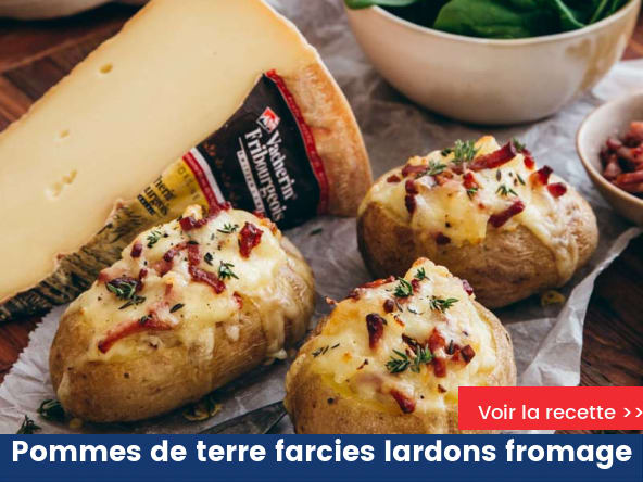 Pommes de terre farcies aux lardons et fromage